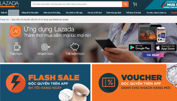 App bán hàng trực tuyến - Lazada