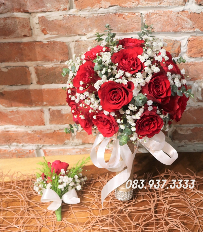 Bó hoa cưới đẹp từ những bông hồng đỏ