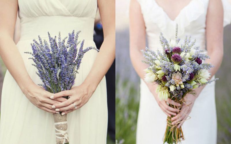 Bó hoa cưới lavender thanh khiết