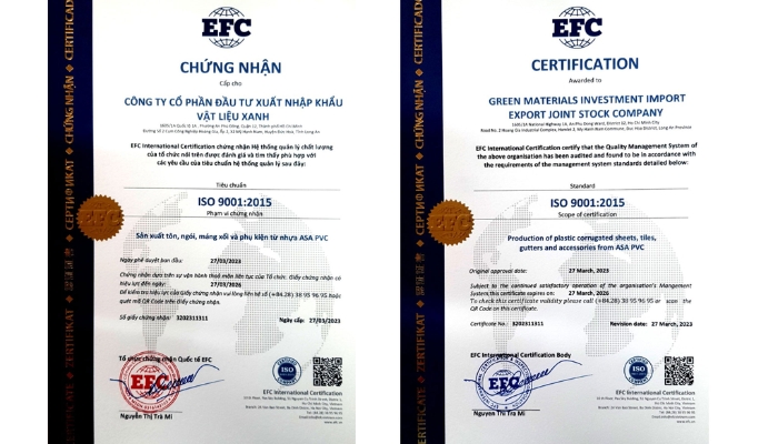 Chứng nhận ISO 9001:2015