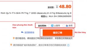 thanh toán đơn mua hàng taobao