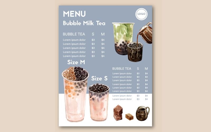 menu dạng 1 tờ