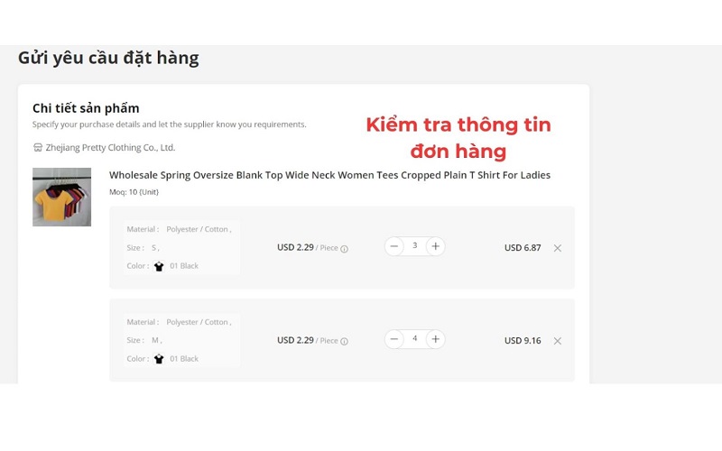 kiểm tra thông tin đặt hàng