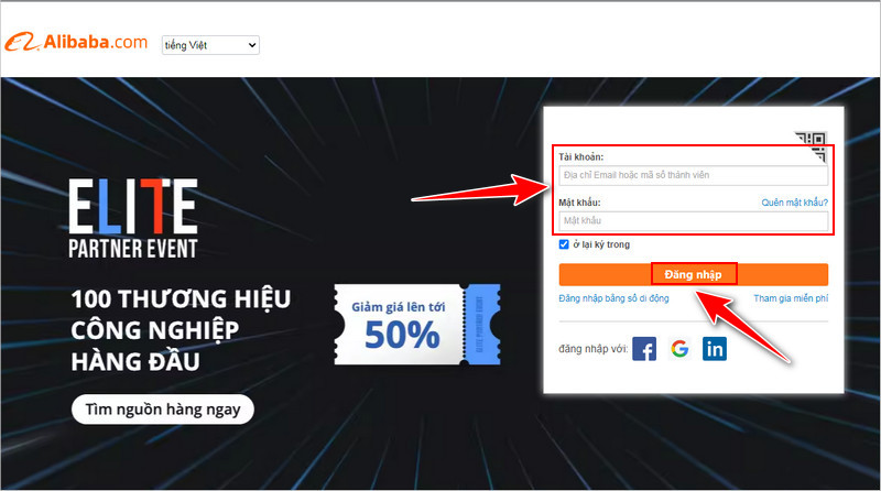 nhập email và mật khẩu đã đăng ký