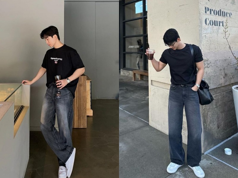 Kết hợp áo thun và quần jean trẻ trung