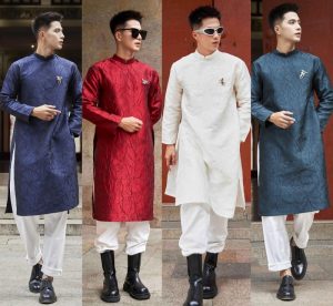 Phối đồ Tết cho nam với áo dài cách tân
